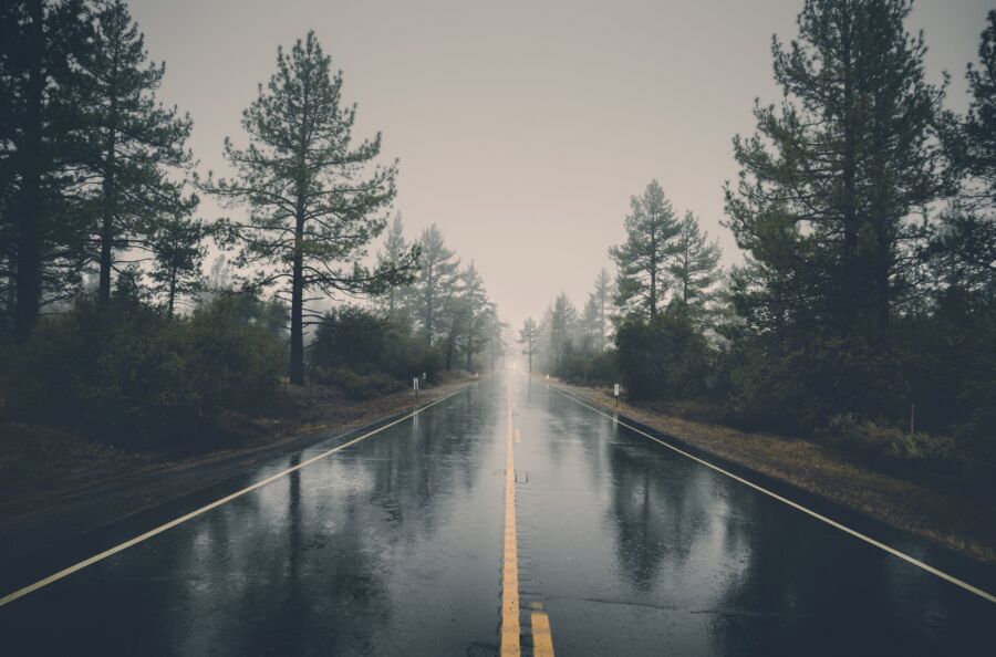 Wet open road