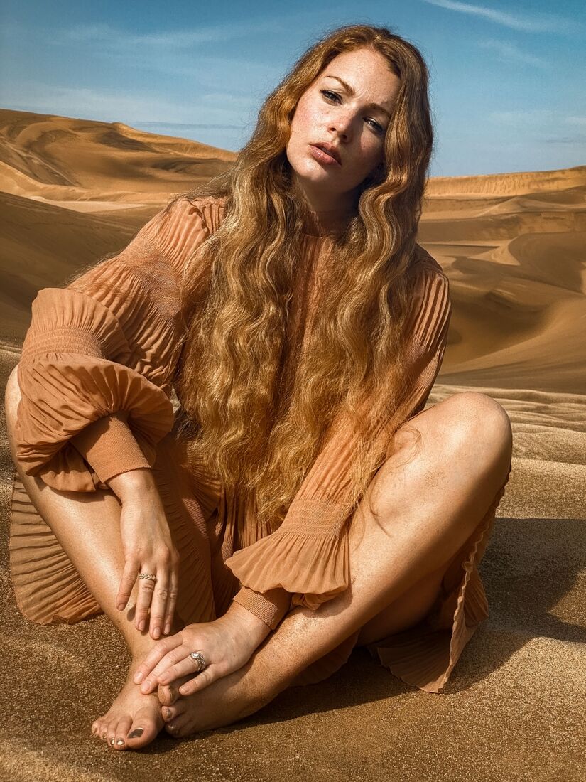 Close desert fashion portrait